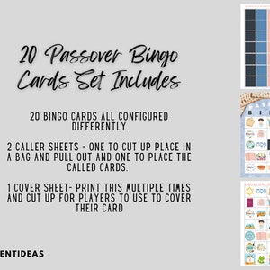 20 Printable Passover Bingo Cards | School Passover Party Game ...