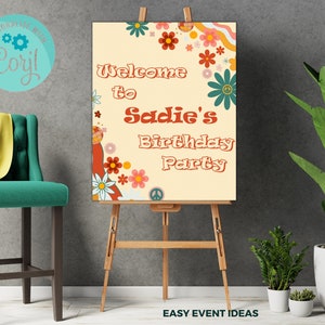 Retro Birthday, Groovy Birthday, Party Hippie 70s Party, Editable ...