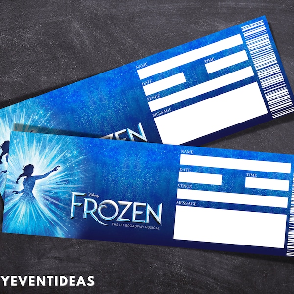 Druckbare Frozen the Musical Ticket | Bearbeitbare Frozen Tickets | Musikalische Fake Überraschungskarte | Souvenir Keep Sake | Sofort Download