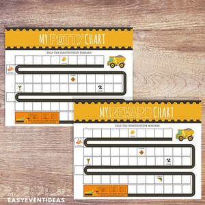 Printable Construction Sticker Potty Chart Sticker Reward Chart| Printable Sign | Potty Training | Instant Download