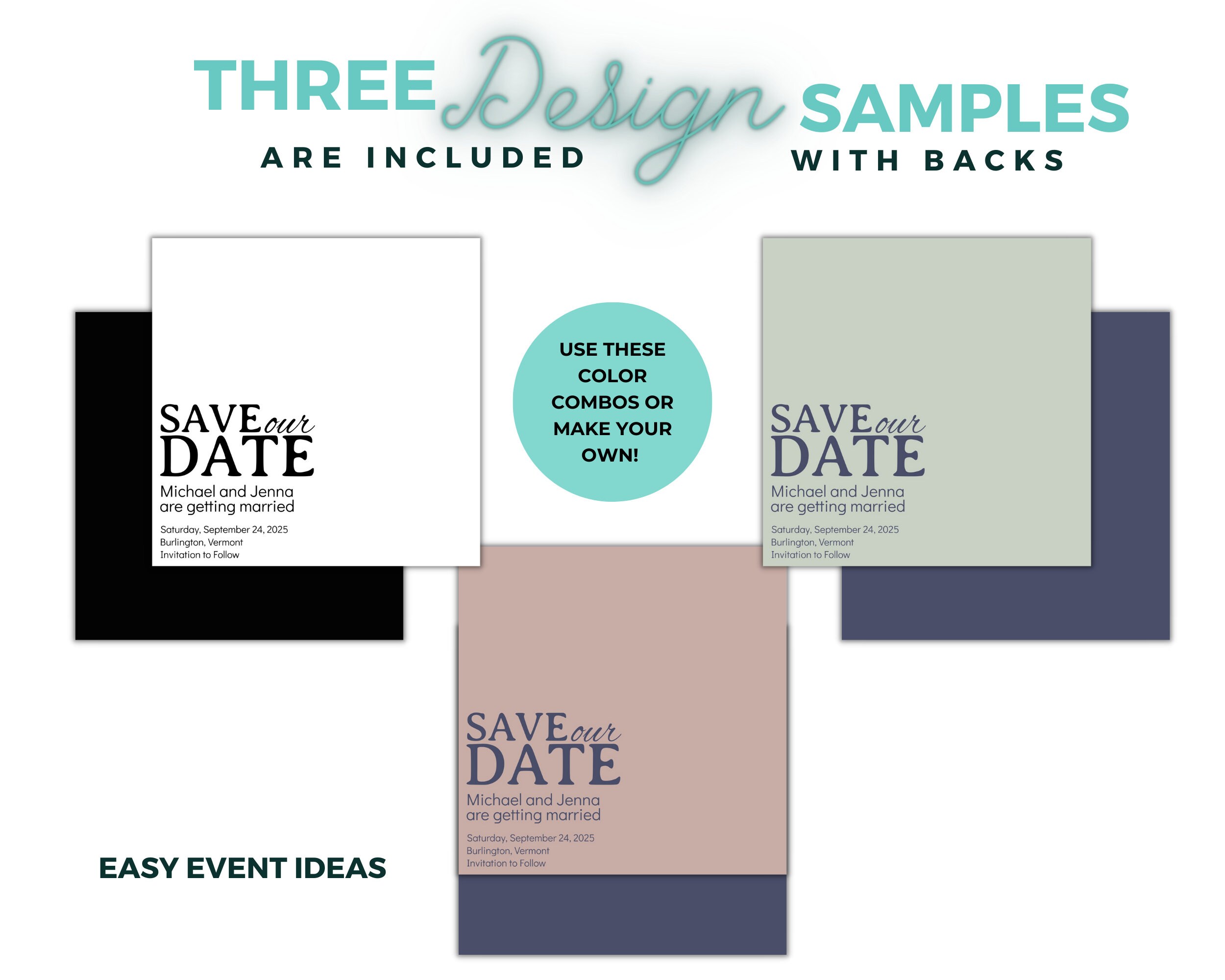 Minimalist Square Save the Date Template, Editable (digital Download ...
