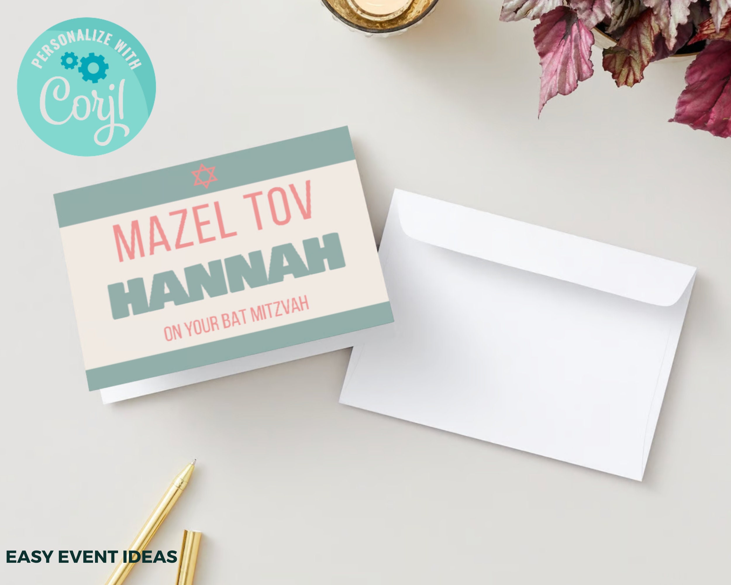 Personalized Mitzvah Card Template, Bat Mitzvah Card, Bar Card Program ...