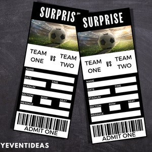 Printable Gift Soccer Tickets | Editable Soccer Tickets | Fake Surprise Football Ticket | Football Souvenir Keepsake | Instant Download