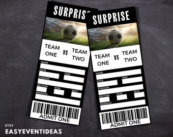 Bewerkbaar voetbalticket afdrukbaar | Voetbalverrassing cadeau (directe download)