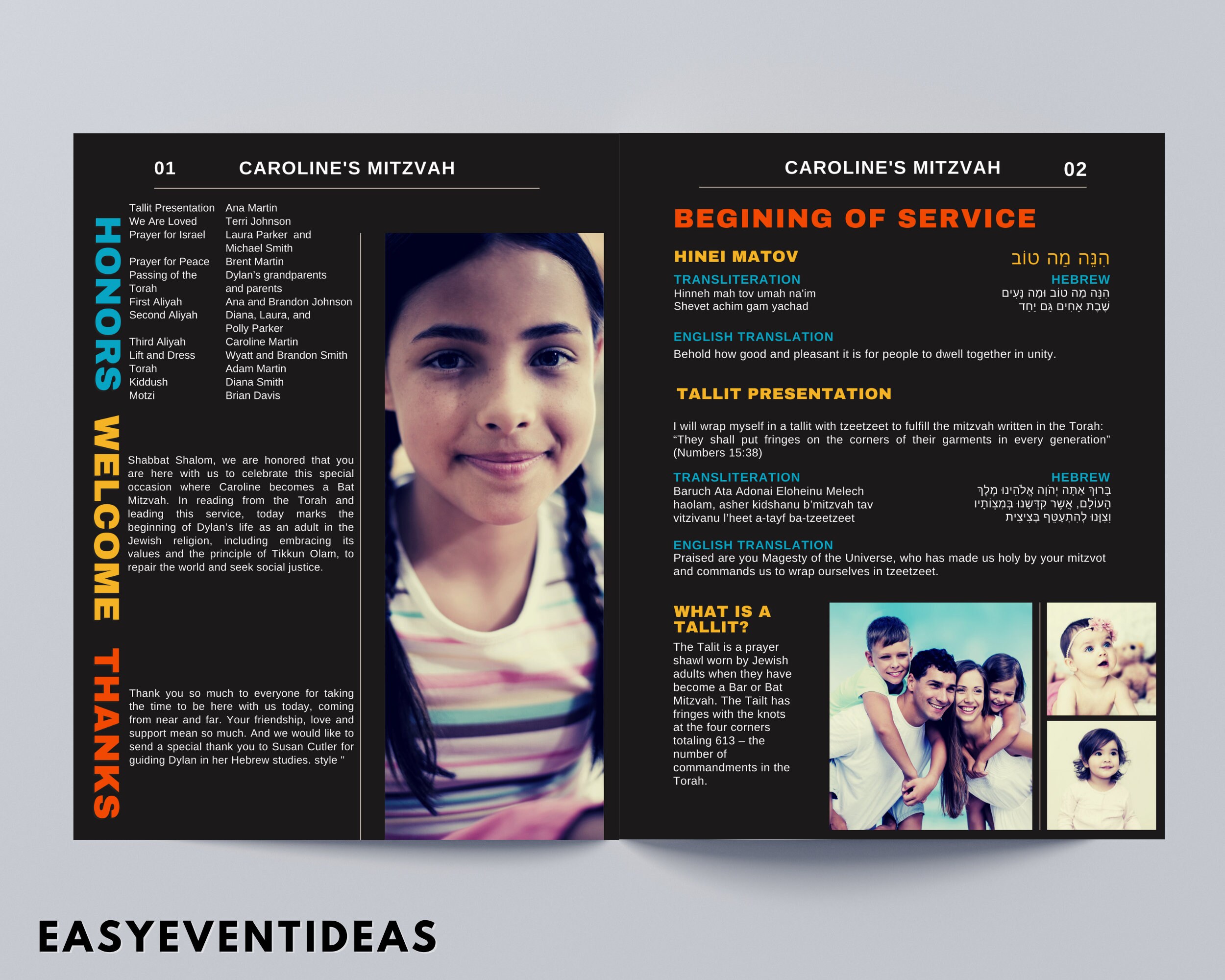 Magazine Style Mitzvah Program Prayer Booklet, Bat Mitzvah Program, Bar