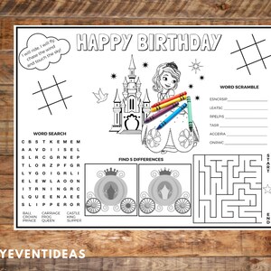 Prinzessin Birthday druckbares Tischset