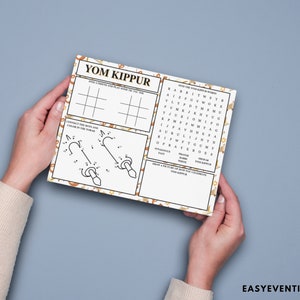 Yom Kippur Activity Printable Placemat Instant Download Break Fast Activity Jewish Holiday Printable High Holidays Activity