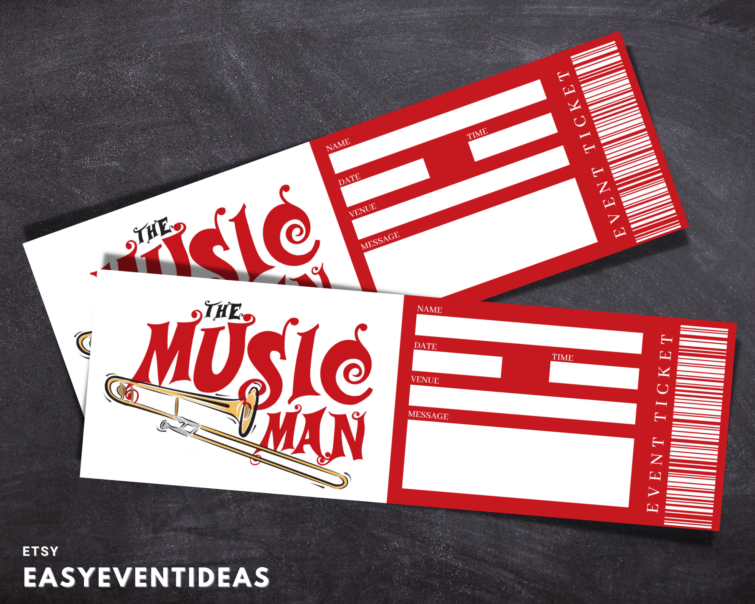 Printable Musical the Music Man Editable Music Man Tickets Musical Fake