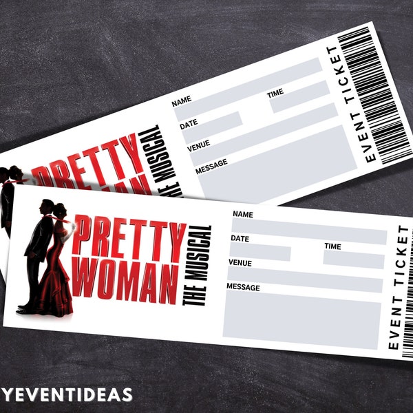 Printable Pretty Woman Ticket | Editable Tickets | Musical Fake Surprise Ticket | Pretty Woman Souvenir Keepsake | Instant Download