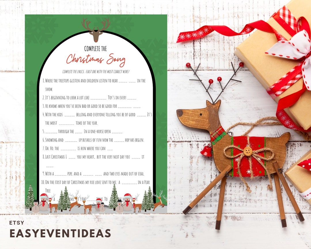Complete the Christmas Song Game Printable Download | Christmas ...