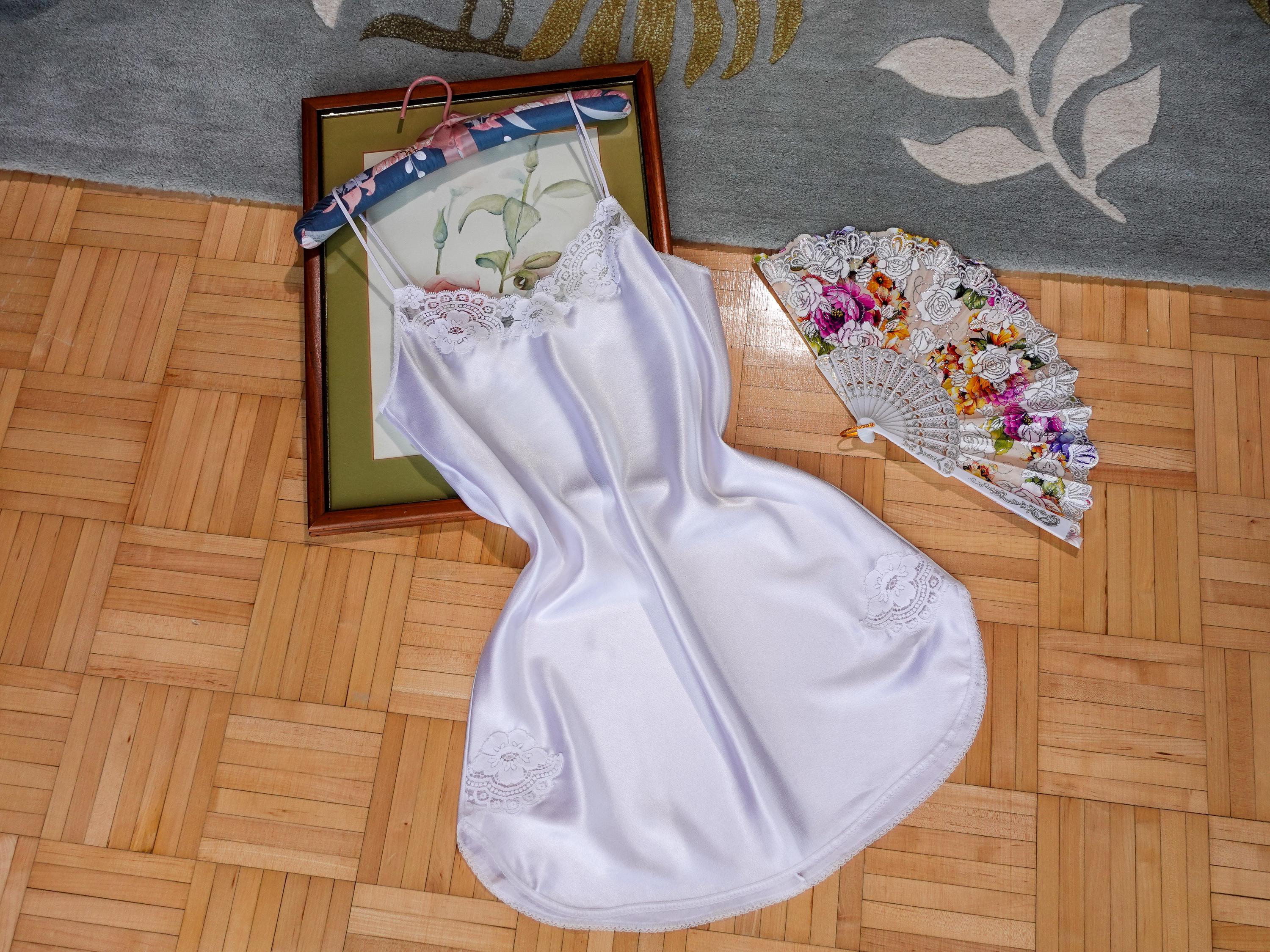 Vintage bridal white satin slip dress
