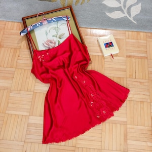 Vintage Victoria’s Secret classic red satin slip dress