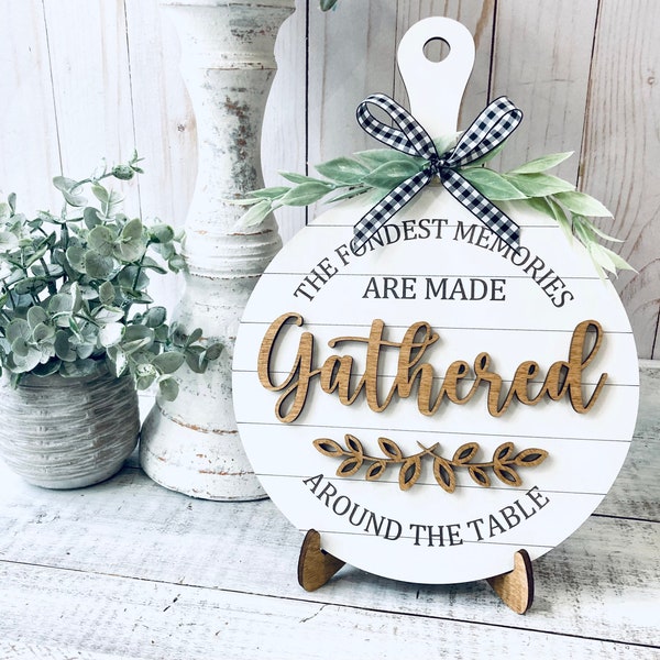 Decorative Cutting Board - Gather around the table Sign - Wedding Gift - Farmhouse Cutting Board - Kitchen and Dining Decor - Gifts for Mom