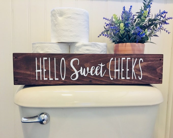 Hello Sweet Cheeks Bath Box Wood Toilet Box Rustic Etsy