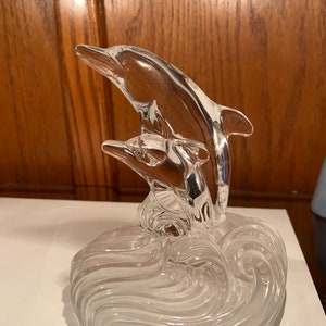 Cristal D&#39;Arques French Glass crystal Dolfins Figurine Made in France