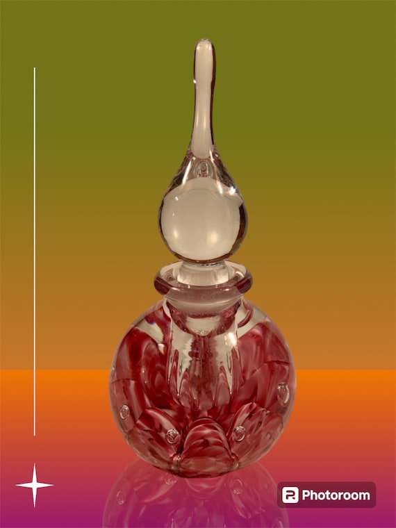 Vintage Gibson Red And White Art Glass Perfume Bot