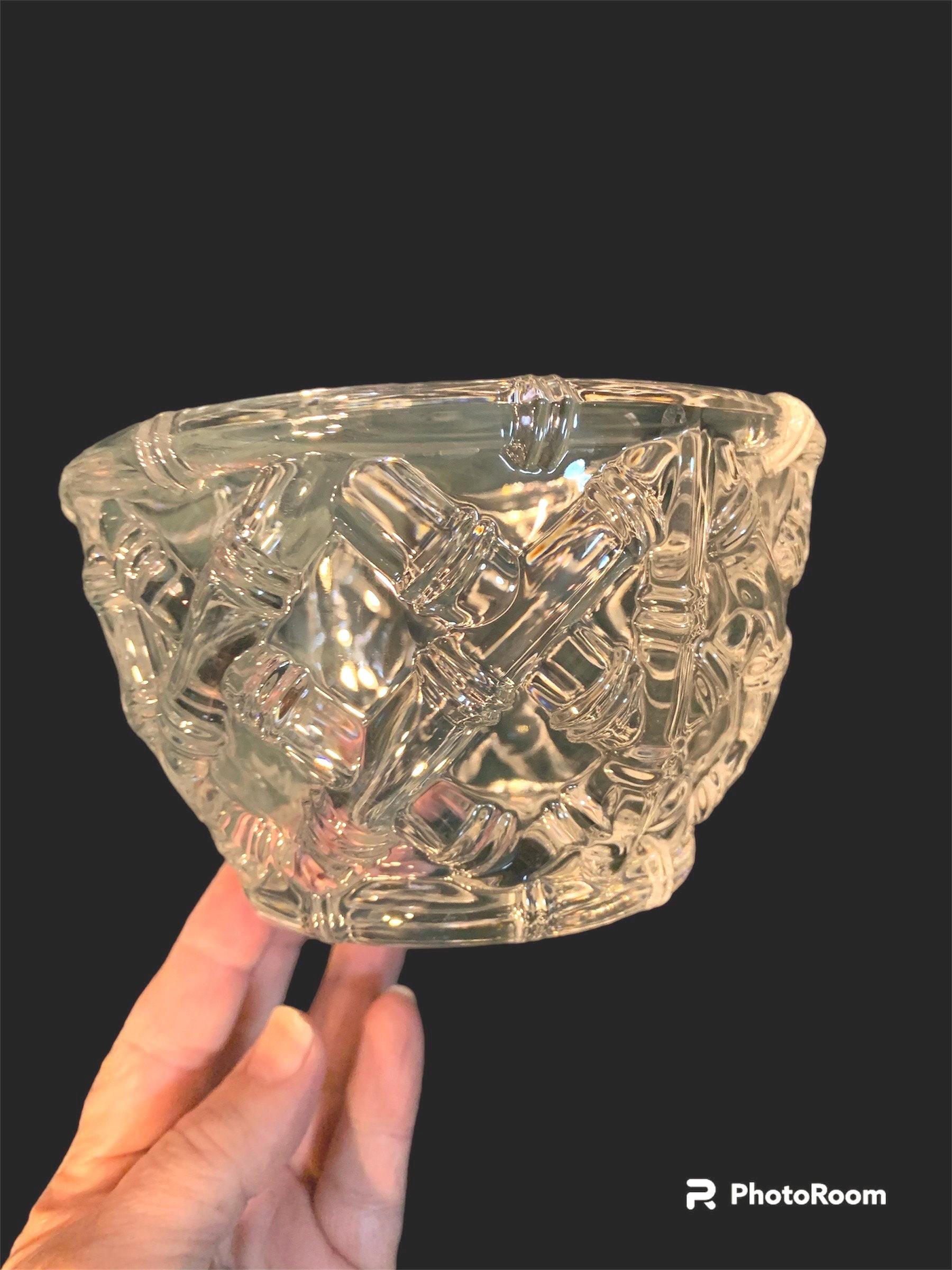 Tiffany & Co. Crystal Glass Bamboo Lattice Design Bowl Heavy