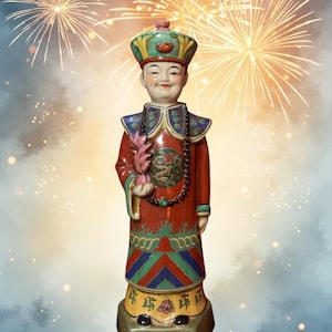 Emperor Qianlong Statue Red  oriental 5.95 shipping