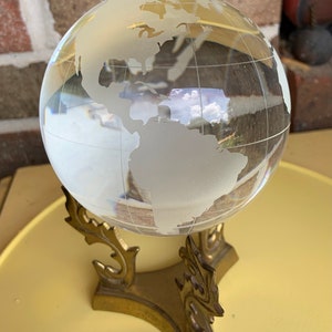 glass globe crystal ball brass stand low shipping