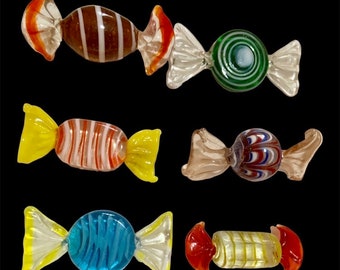 Six lovely glass candies  Murano style