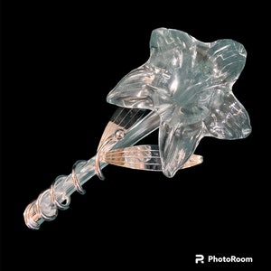 bud vase Lily flower bud vase Clear Hand Blown Glass Lily Flower Bud Vase inside no tarnish Oneida Silverplate Stand  up 5.95 shipping