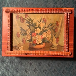 tramp art jewelry box With mirror tramp wood art 5.95 shipping