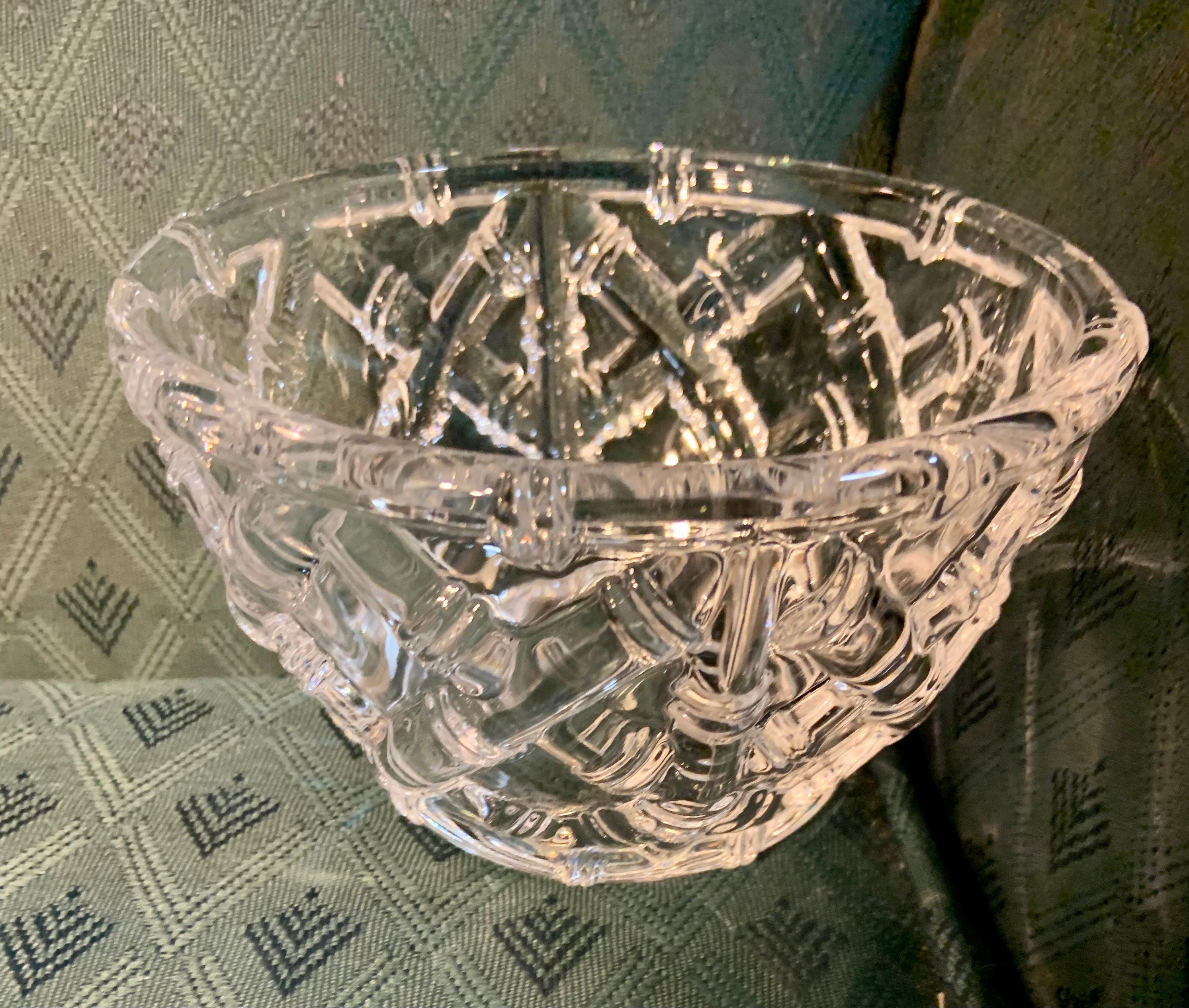 Tiffany & Co. Crystal Glass Bamboo Lattice Design Bowl Heavy