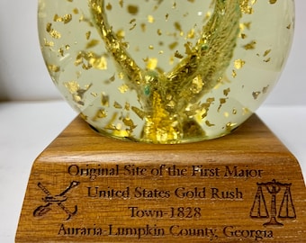 Golden Rain REAL Gold flake water ball” first gold rush “ water globe