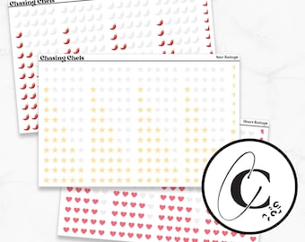 Star, Heart, & Pepper Rating Planner Stickers for Book Journal or Media Journal