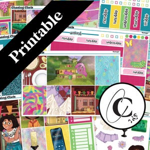 Druckbares Madrigal - Familien-Planer-Sticker-Kit für wöchentliches Vertikales, Hobonichi Cousin, Hobonichi Wochen, tägliches und Bullet Journal Film-Set