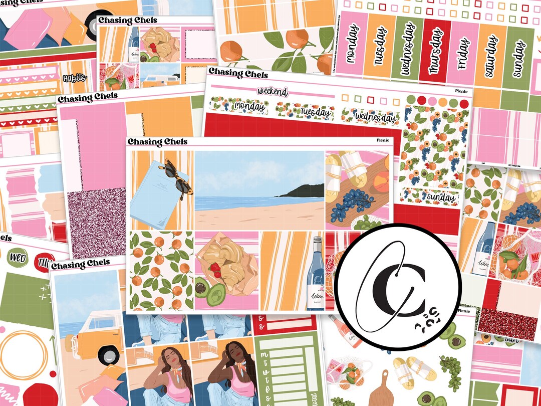 Picnic - Summer Beach Planner Sticker Kit for Weekly Vertical ...