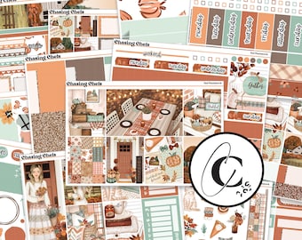 Fall Patchwork - Thanksgiving Planner Sticker Kit for Weekly Vertical, Hobonichi Cousin, Hobonichi Weeks, Daily, and Bullet Journal Planners