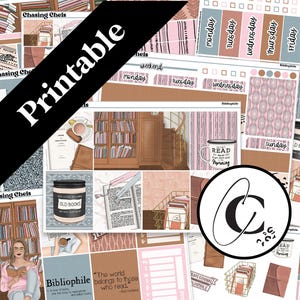 DRUCKBARE Bibliophile - Bücher lesen Planer Sticker Kit für Weekly Vertikale, Hobonichi Cousin, Hobonichi Wochen, tägliche und Bullet Journals