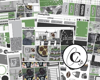Football - Fall Sports Planner Sticker Kit Weekly Vertical, Hobonichi Cousin, Hobonichi Weeks, Daily, and Bullet Journal Planner Super Bowl
