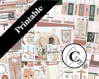 PRINTABLE Resurrection - Easter Planner Sticker Kit for Weekly Vertical, Hobonichi Cousin, Hobonichi Weeks, Daily, Bullet Journal Christian