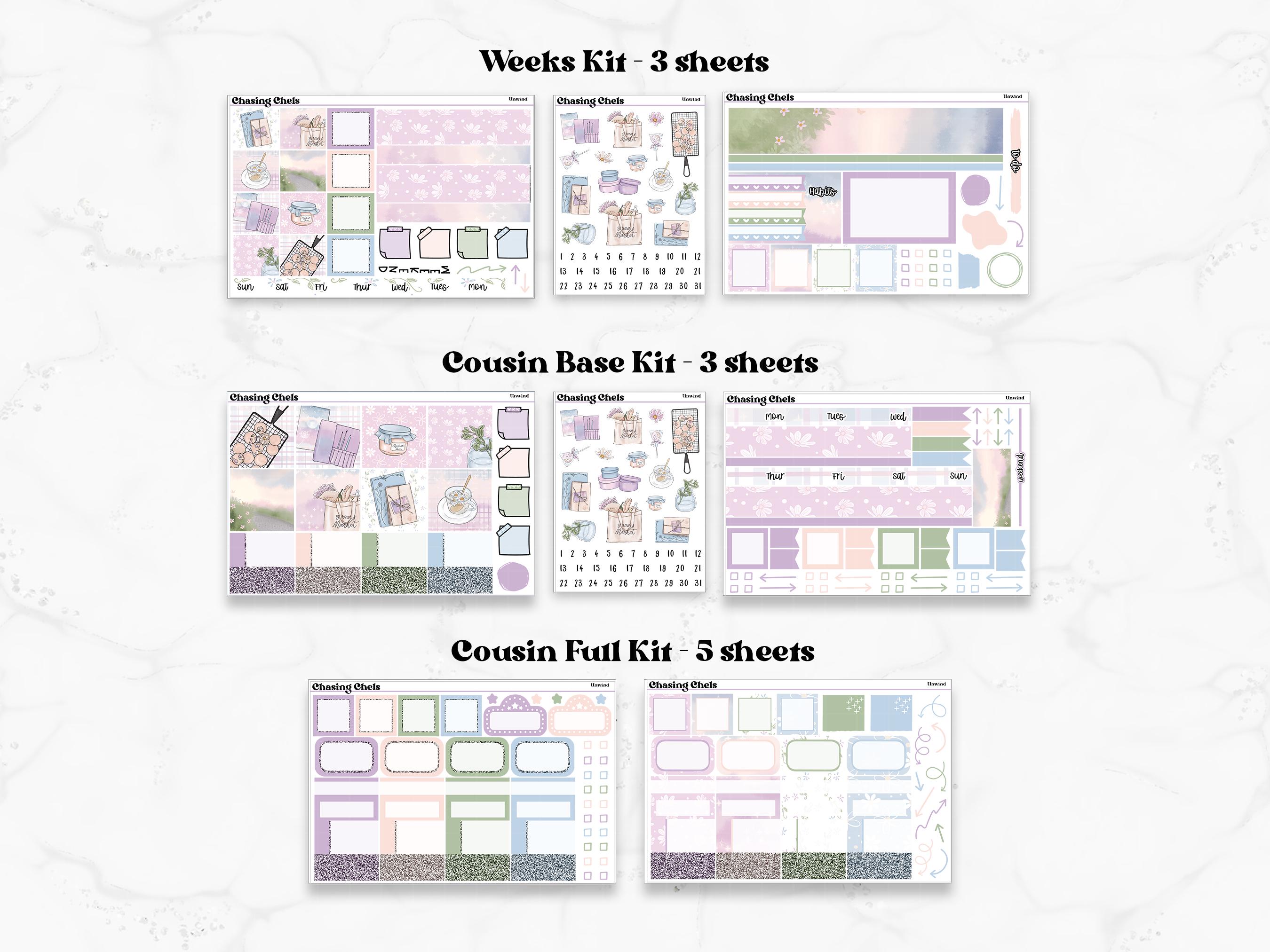 PRINTABLE Unwind - Spring Rain Floral Planner Sticker Kit for Weekly ...