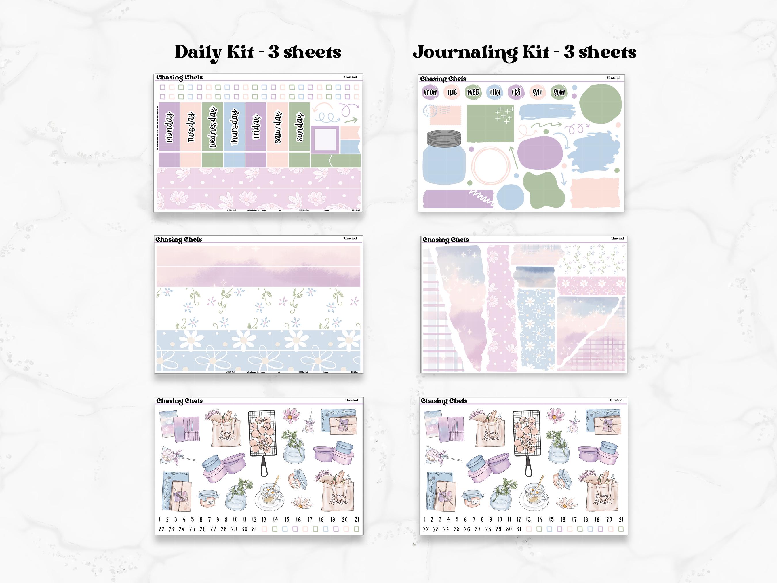PRINTABLE Unwind - Spring Rain Floral Planner Sticker Kit for Weekly ...