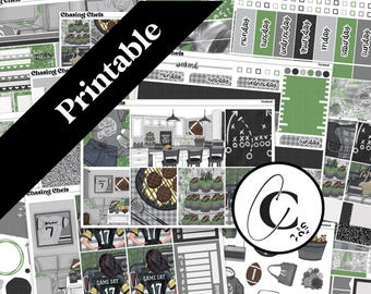 PRINTABLE Football - Sports Planner Sticker Kit for Weekly Vertical, Hobonichi Cousin, Hobonichi Weeks, Daily, and Bullet Journal Super Bowl