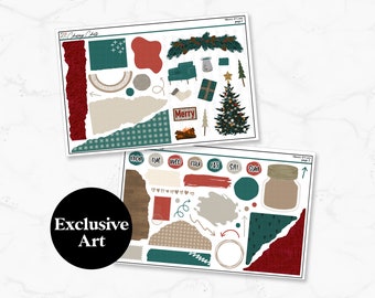 Journaling Kit Planner Sticker Kit Bullet Journal Stickers Deco Stickers Christmas Exclusive Art Kit Premium Matte Stickers - "Merry & Cozy"