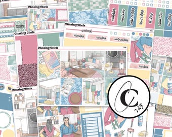 Tidy - Spring Cleaning Planner Sticker Kit for Weekly Vertical, Hobonichi Cousin, Hobonichi Weeks, Daily, and Bullet Journal Planners Clean