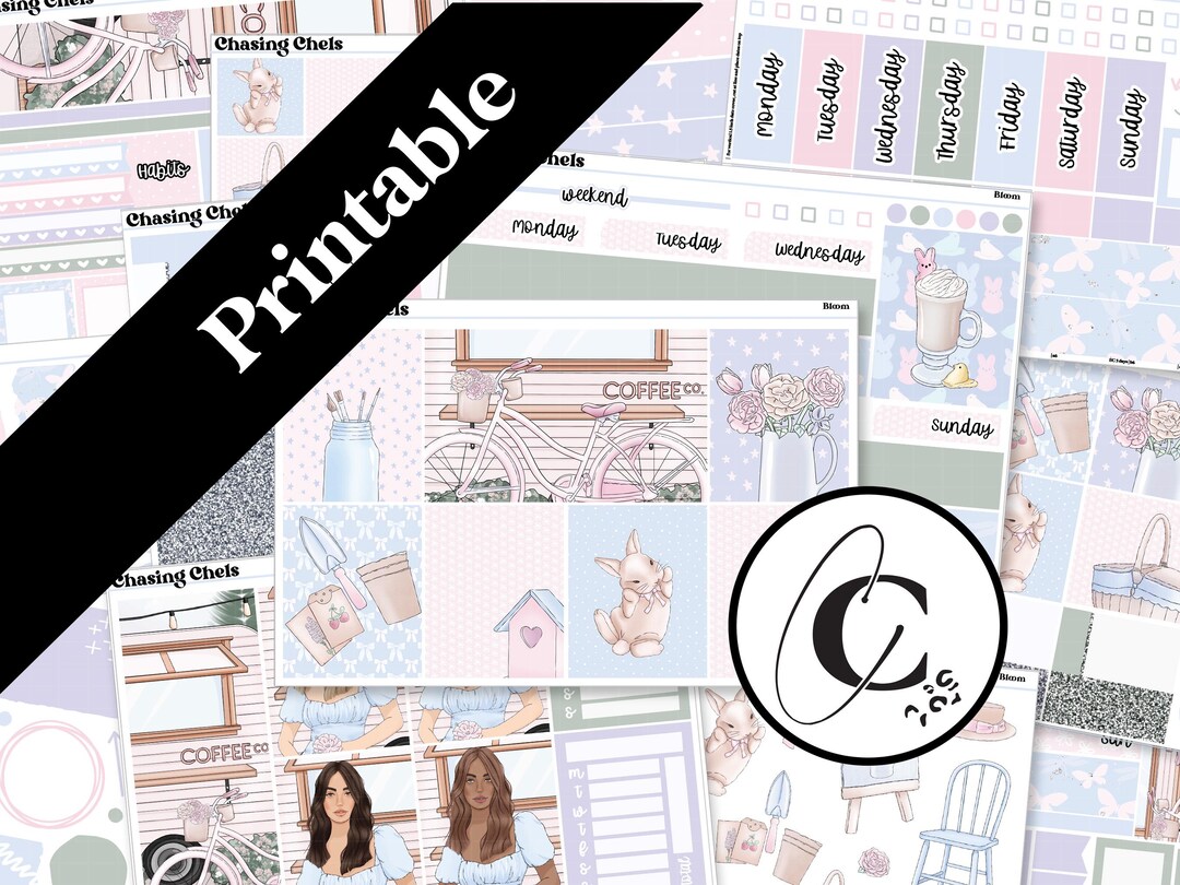 PRINTABLE Bloom - Spring Floral Easter Planner Sticker Kit for Weekly ...