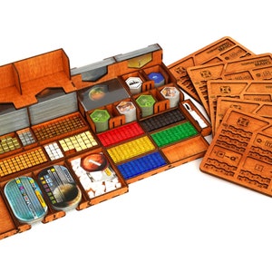 Terraforming Mars Organizer for Base Game and ALL Expansions with 5 Wooden Player Boards / Unassembled Handmade Insert for Terraforming Mars