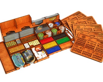 Terraforming Mars Organizer for Base Game and ALL Expansions with 5 Wooden Player Boards / Unassembled Handmade Insert for Terraforming Mars