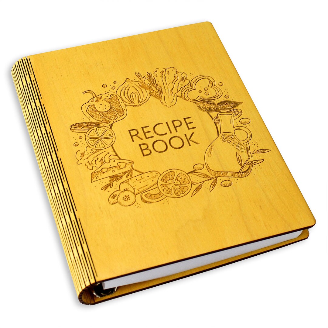 Yellow Wooden Blank Recipe Book Cookbook With 80 Sheets for Etsy