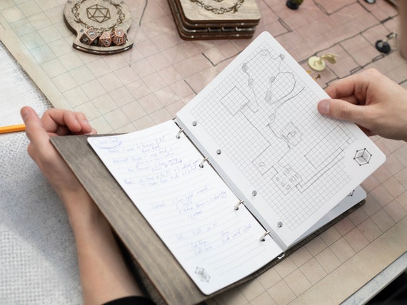 Wooden Dnd Notebook With 80 Blank Pages by Smonex / A5
