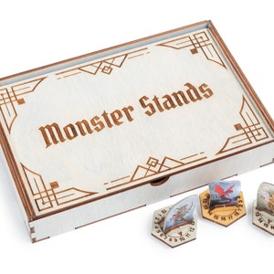 Wooden Frosthaven Monster Stands with a Storage Box by Smonex / Compatible with Frosthaven and Gloomhaven Games / Tabletop Game Accessories
