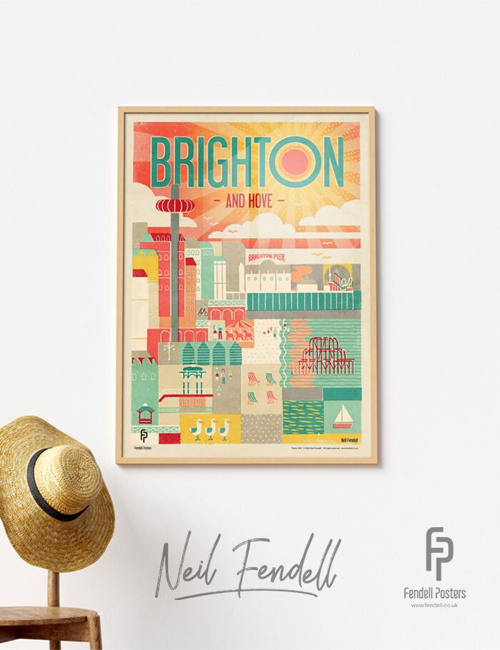 Brighton and Hove Poster A4 &amp; A2 Sizes - Etsy UK