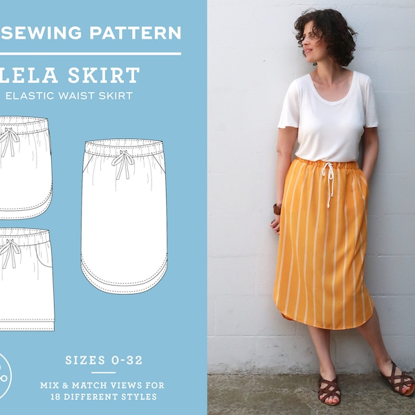 Skirt pattern | Elastic Waist Skirt | Lela Skirt PDF Sewing Pattern | DIY | pattern + tutorial | PDF pattern | Easy pattern | Sizes 0-32