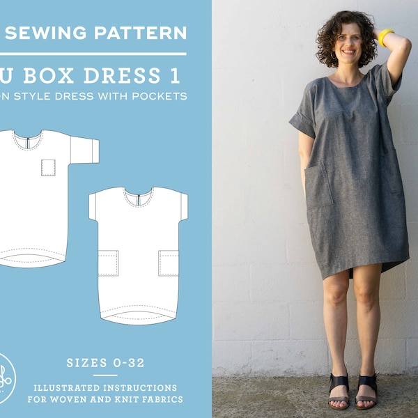 Dress pattern | Cocoon Style Dress | Lou Box Dress 1 PDF Sewing Pattern | DIY | pattern + tutorial |  Easy pattern | Sizes 0-32