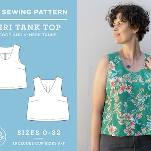 PDF Woven Tank Top Sewing Pattern | US Sizes 0-32 | Cup Sizes A-F | Miri Tank Sewing Pattern | Beginner pattern+ Tutorial | Instant Download